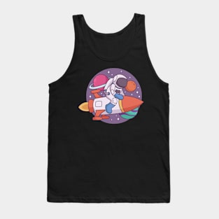 Funny Astronaut Space rocket in Aktion Tank Top